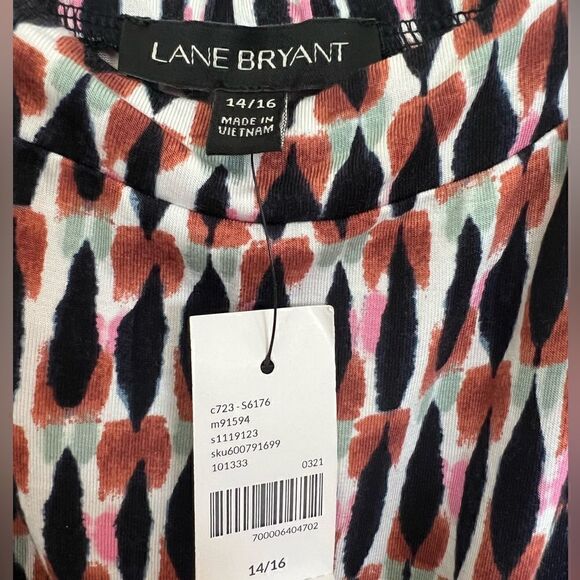 Lane Bryant White/Black Multi Geometric Spaghetti Strap Tiered Maxi Dress 14/16 - Picture 8 of 9